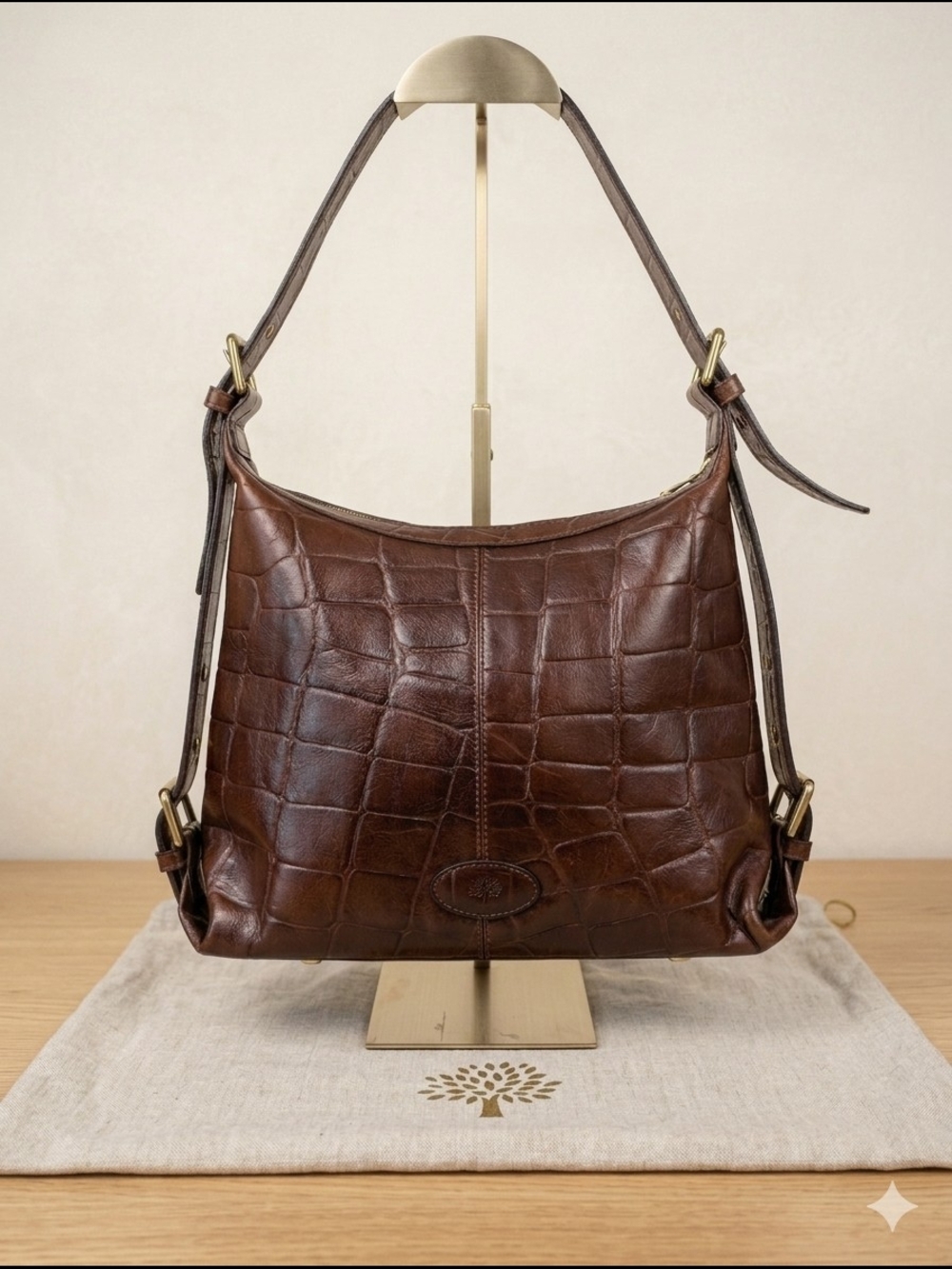 Vintage Mulberry Bridget Hobo Bag – Brown Congo Croc Embossed Leather